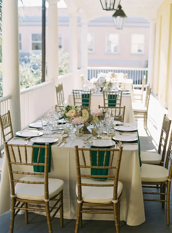 72 Inch Square Dinner Table On Porch Wedding Setup