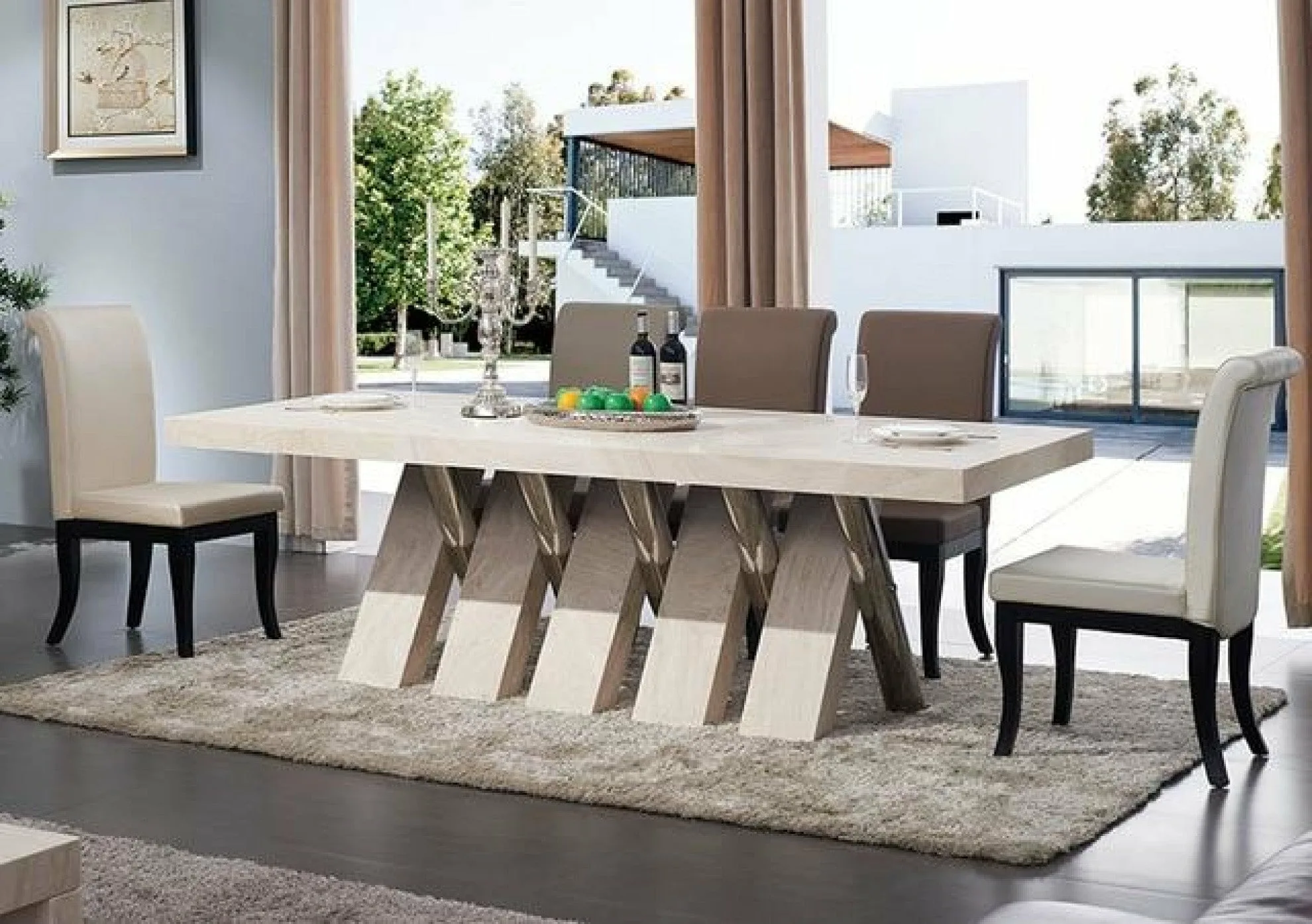 Customized Table Restaurant Simple Modern Furniture 10 Seater Large Rectangular Marble Dining Table With Stainless Steel