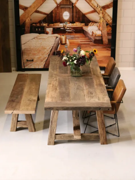 Farmhouse Dinner Table Hand Made Wooden Table And Bench