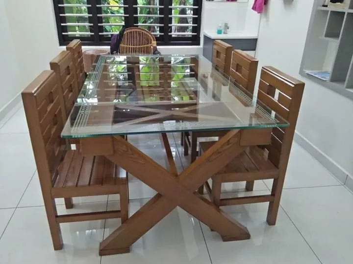 Glass Top Wooden Dining Tables