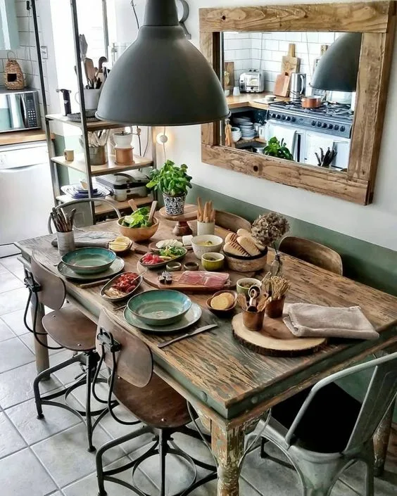 Industrial Dinner Table Farmhouse Wood Tables And Chairs Rustic Feel