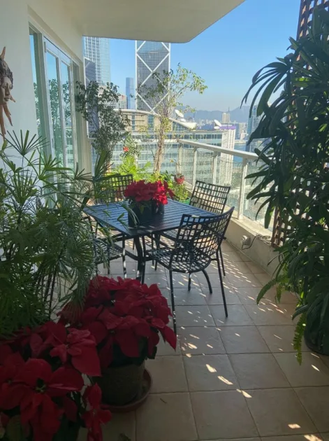 Metal Patio Dinner Tables On Building Terrace