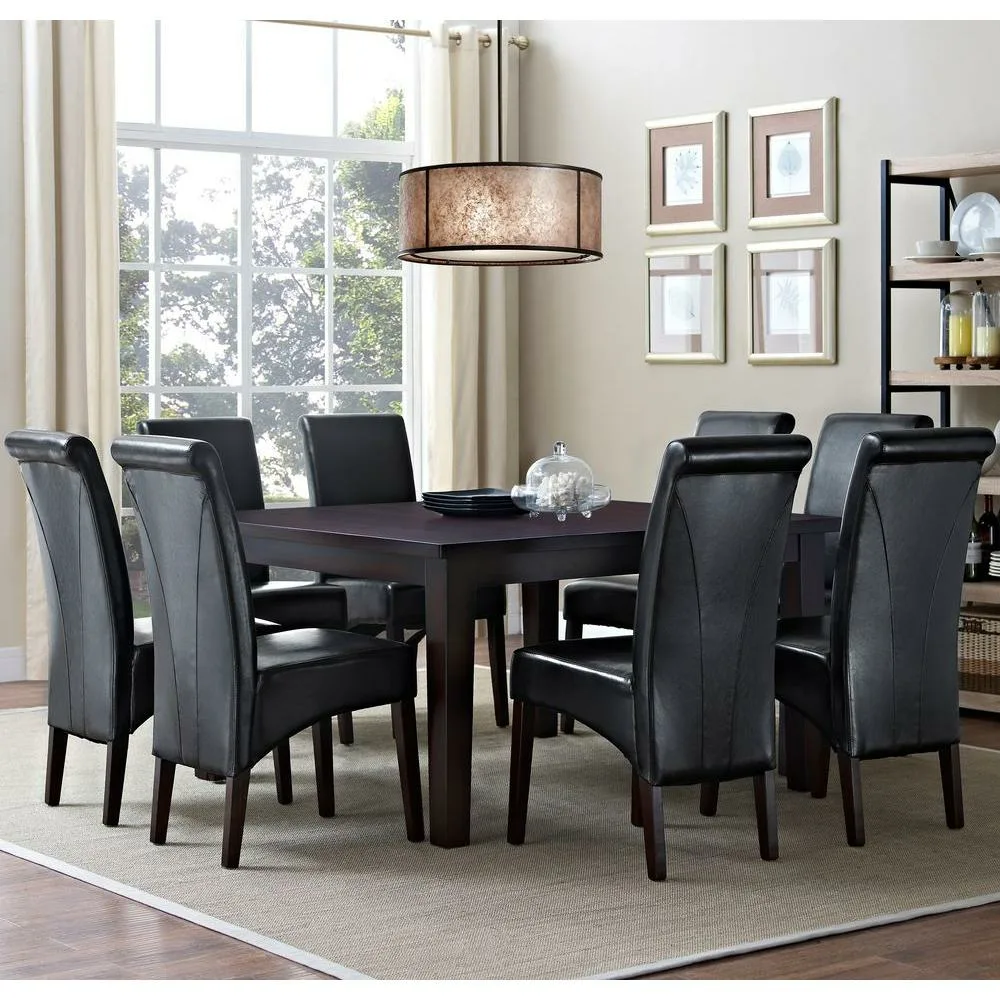 Midnight Black Home Dining Room Table For 8 72 Inch