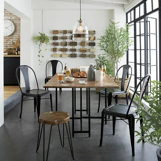 Modern Dinner Tables Wood Top And Metal Base Minimal Design