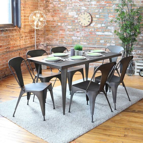 Modern Metal Dinner Tables Indoor Sleek Design