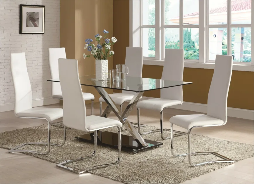 Steel Glass Dining Table For 6