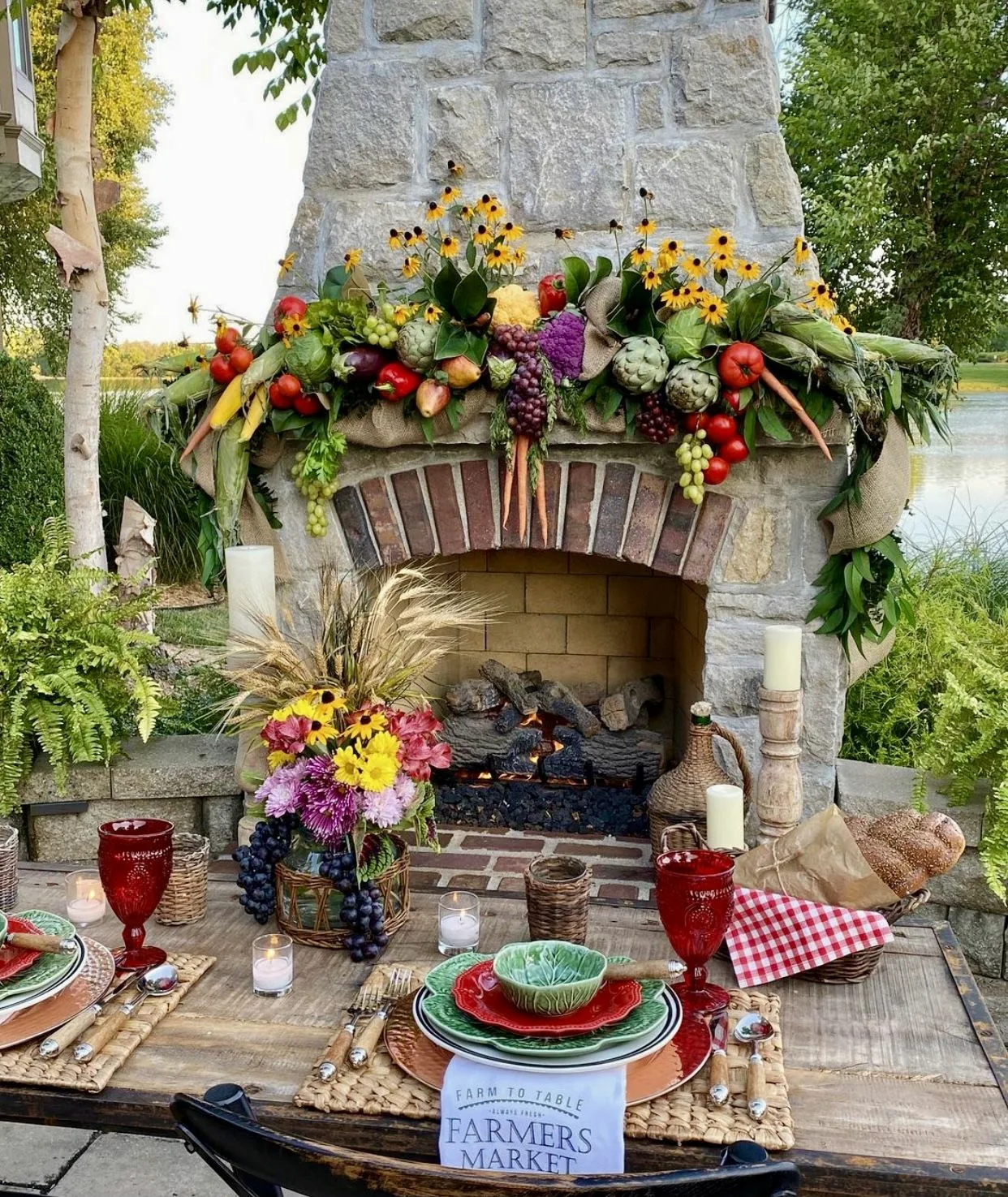 Wood Dining Table Rustic Farm House Theme