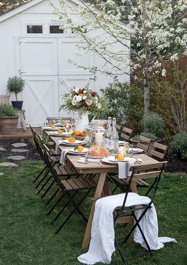 Wood Outdoor Dinner Table For 10 Barn House Theme