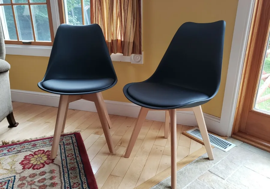 Black Dining Chairs Modern Style Shell Design With Cusioned Seats