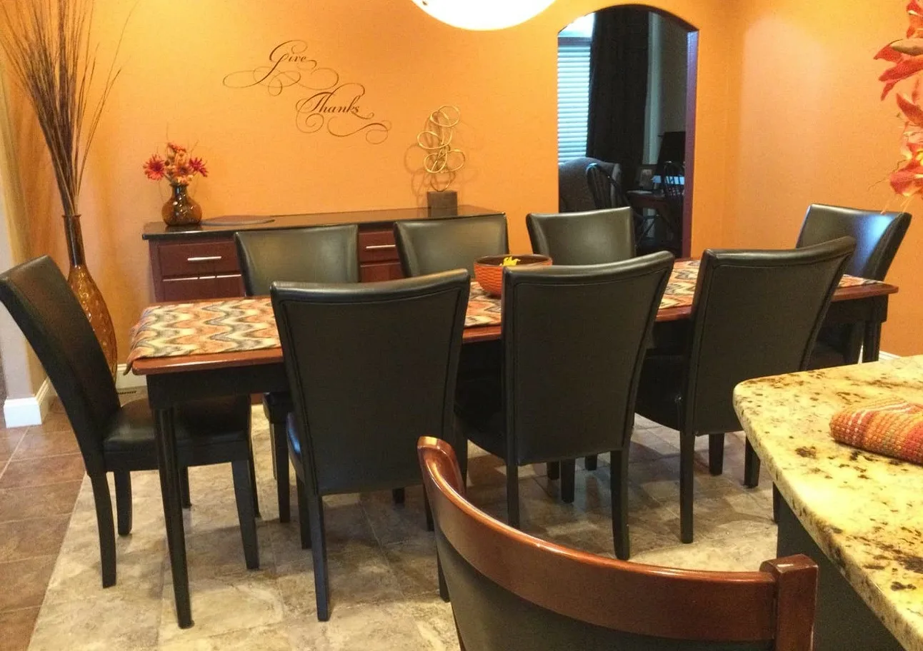 Black Dining Chairs Parsons Faux Leather Seats