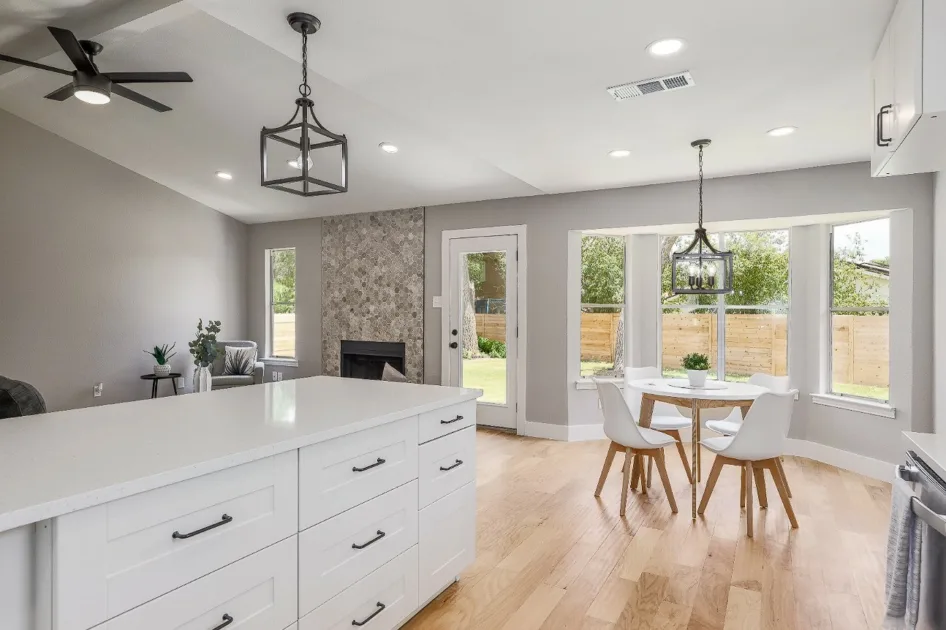 Kitchen Dining Table Round White Table With Sleek Chairs