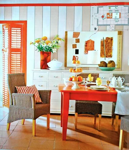 Orange Colors Dining Room Decorating Ideas