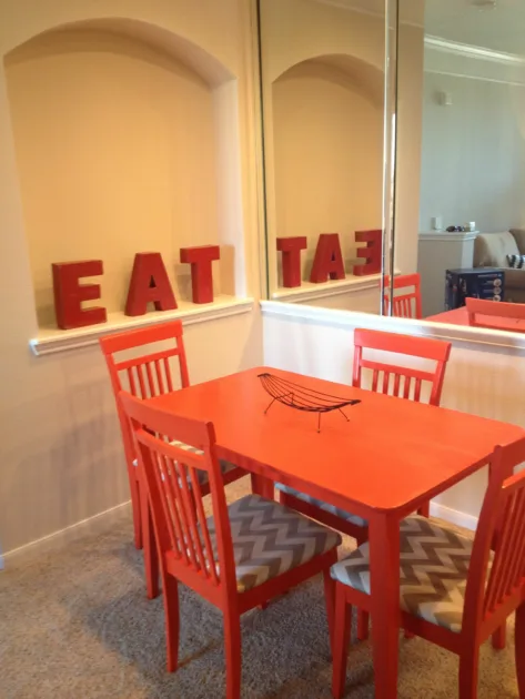 Orange Painted Dining Room Table