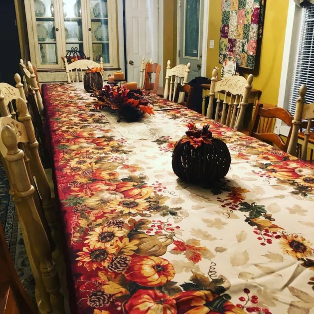 Rustic Tablecloth Black Pumpkin Centerpiece Thanksgiving Table Decor