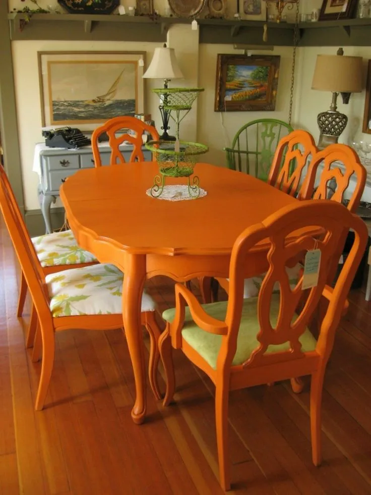 Vintage Wood Orange Dining Room Orange Tables