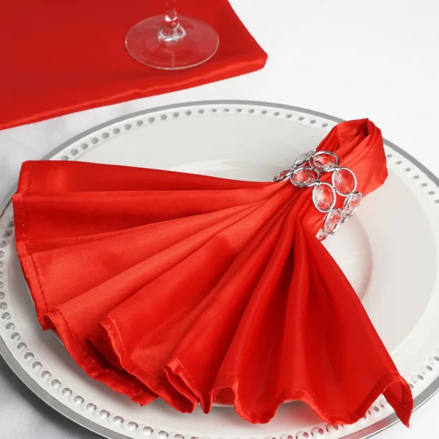 Red Seamless Satin Cloth Dinner Napkins
