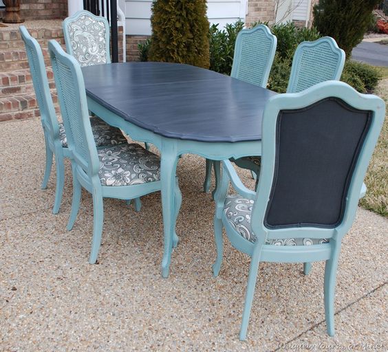Blue Dining Table Set For 6 Outdoor Setting Two Shades Of Blue