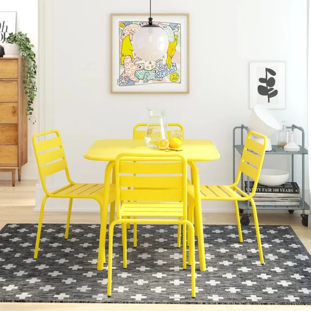 Dining Table With Yellow Chairs