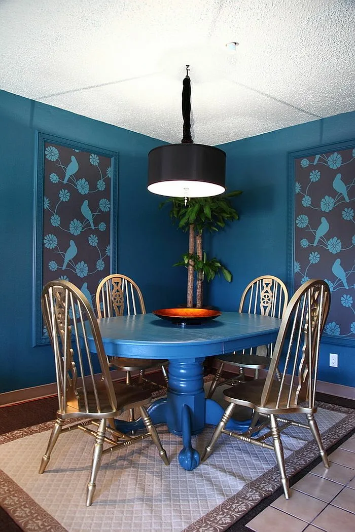 Eclectic Blue Dining Room Table