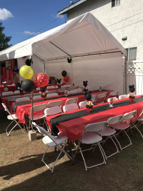 Folding Banquet Tables With Disposable Tablecloth And Runner