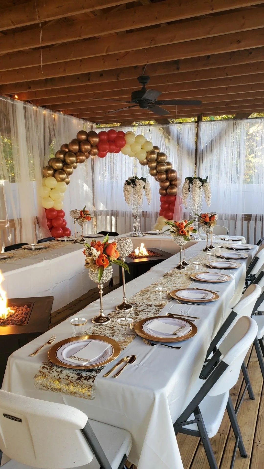 Folding Dinner Tables With Crystal Goblet Candle Holder