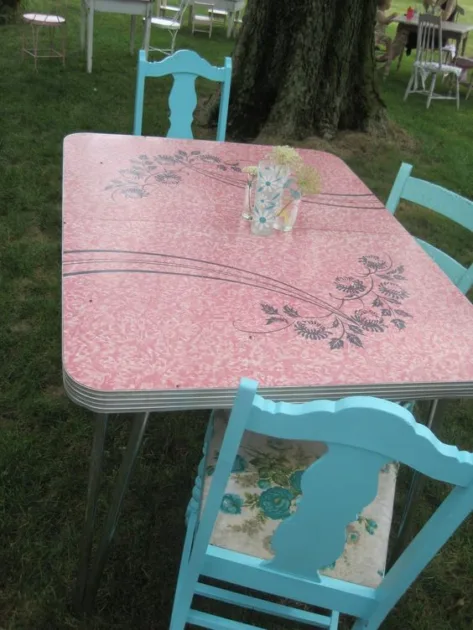 Pink Dining Tables Easy To Assemble Vintage Style