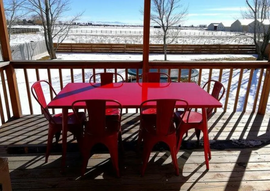 Red Dining Tables Outdoor Porch