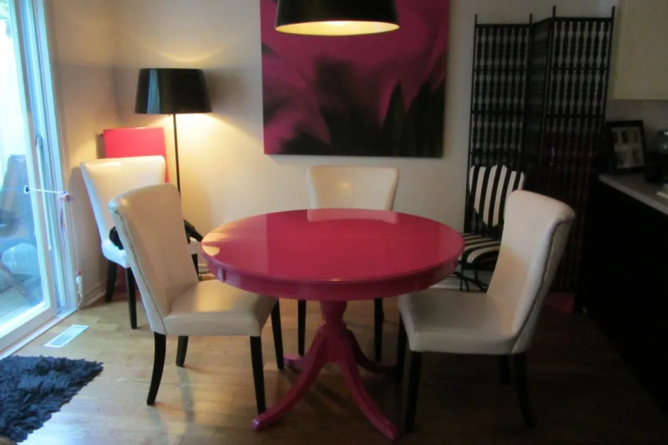 Round Pink Dining Table
