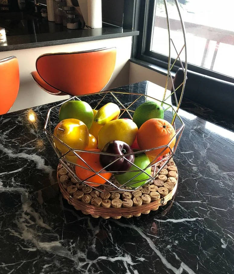 Seasonal Fruit Tablescape Ideas Artificial Plastic Fruits On Metal Bowl