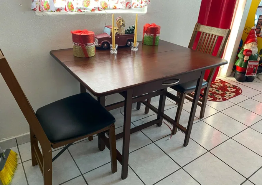Small Folding Dinner Table Varnished Wood Table With Drawers