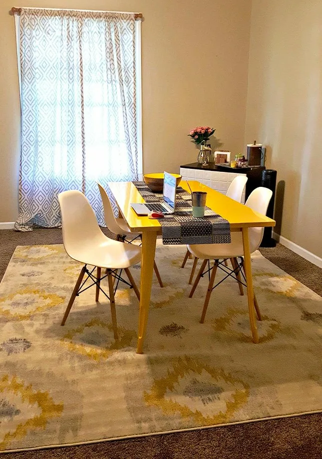 Yellow Dining Tables Rectangle Metal Dining Area