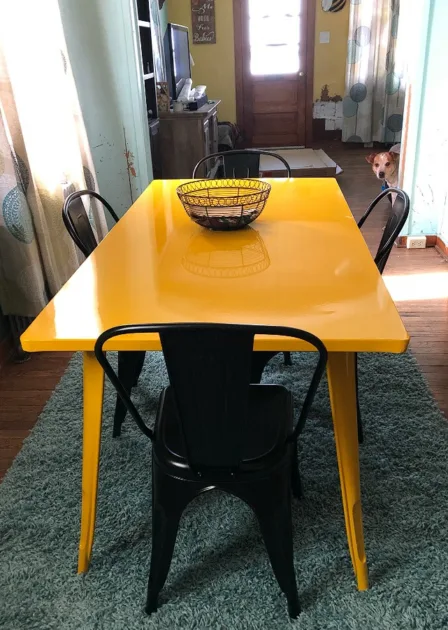 Yellow Dining Tables Round Indoor Metal And Easy To Assemble