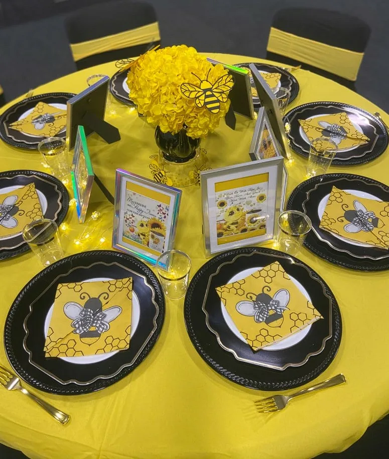Yellow Dining Tables Round Polyester Cloth