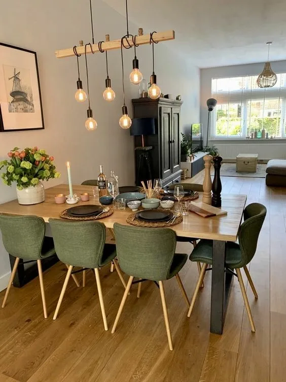 Dinner Table Wood Dining Area Corner Setting