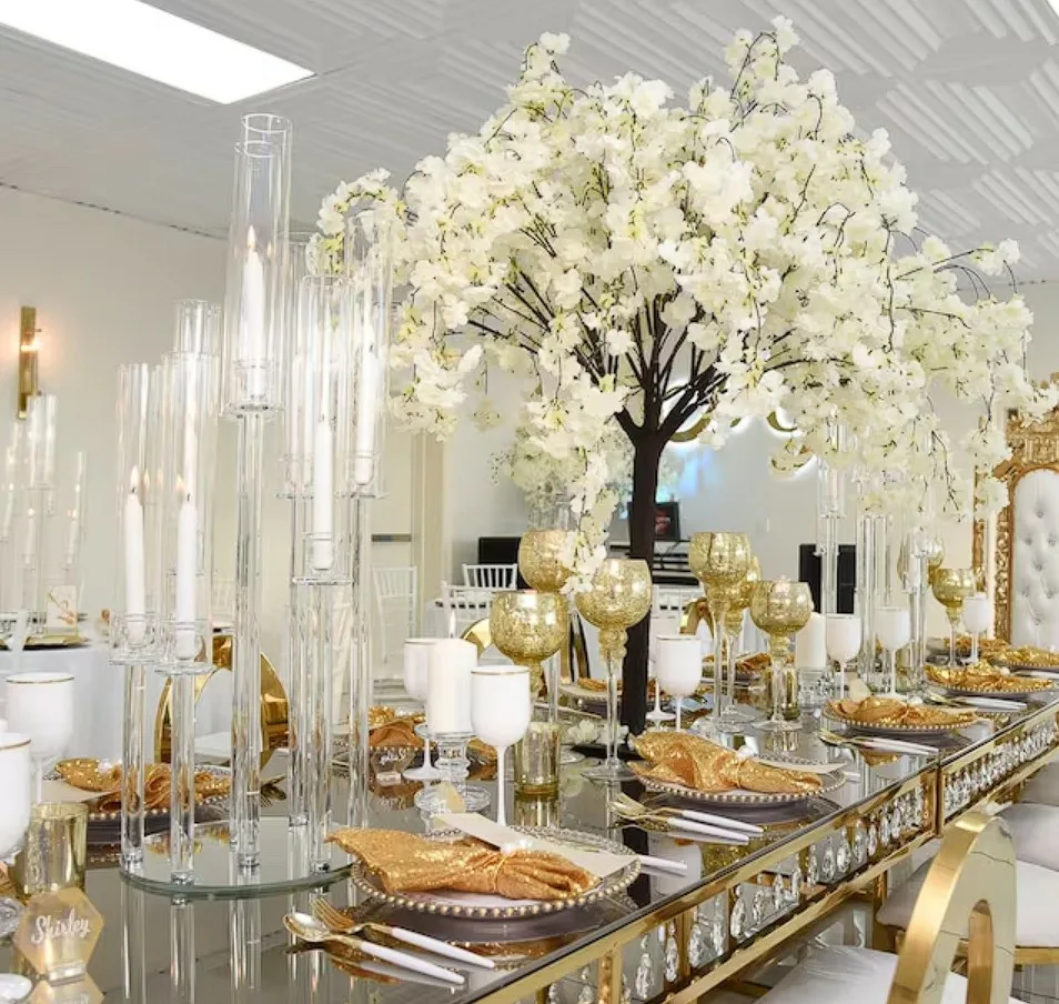 Glass Top Dining Table Wedding Long Table