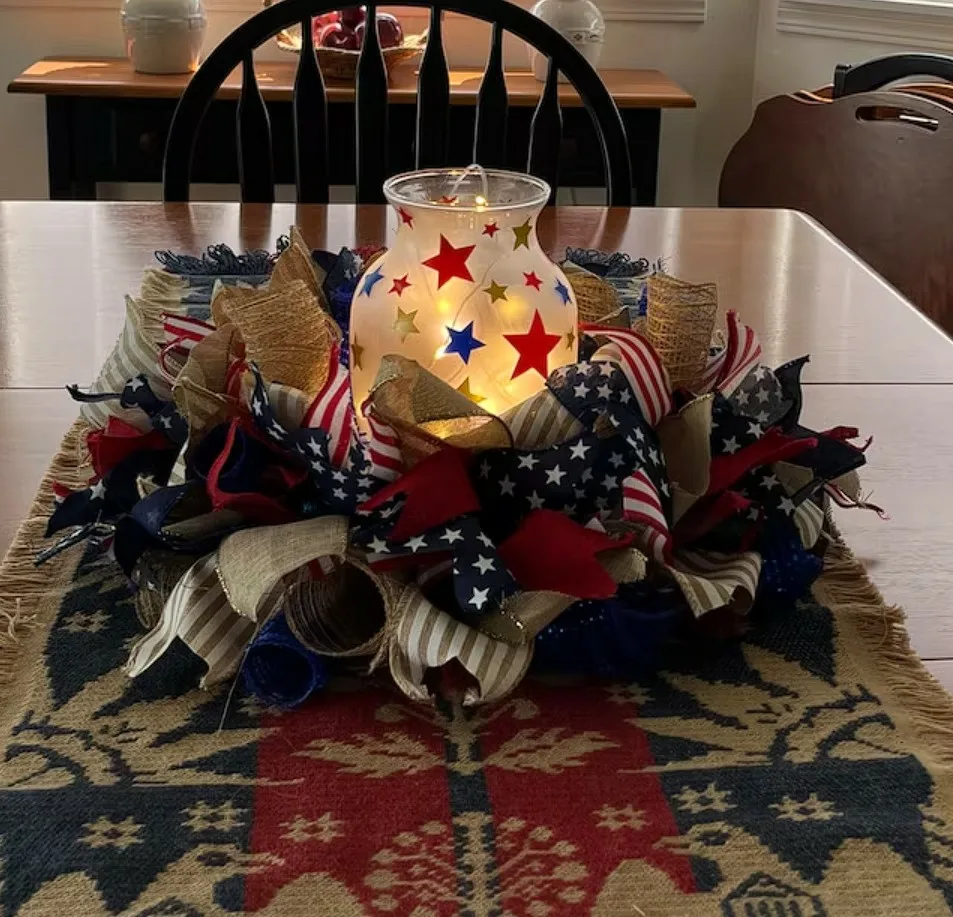 New Year’s Eve Party Table Decor Ideas Stars And Stripes Themed Votive Candle Holder Centerpiece