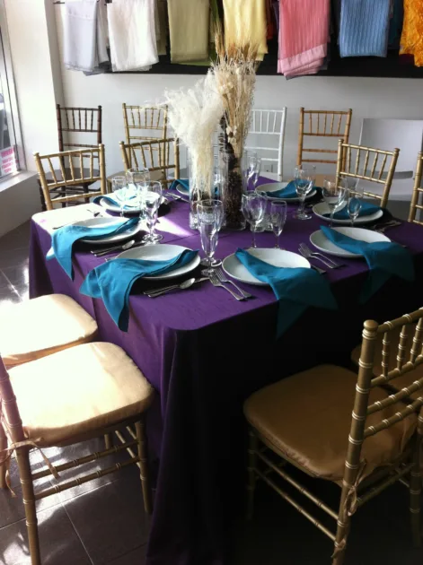 Purple Dining Tables Square With Plate Setting
