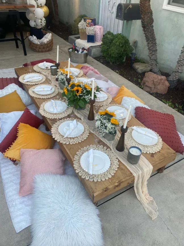 Dinner Rectangle Low Table Outdoor Boho Chic Theme Decor