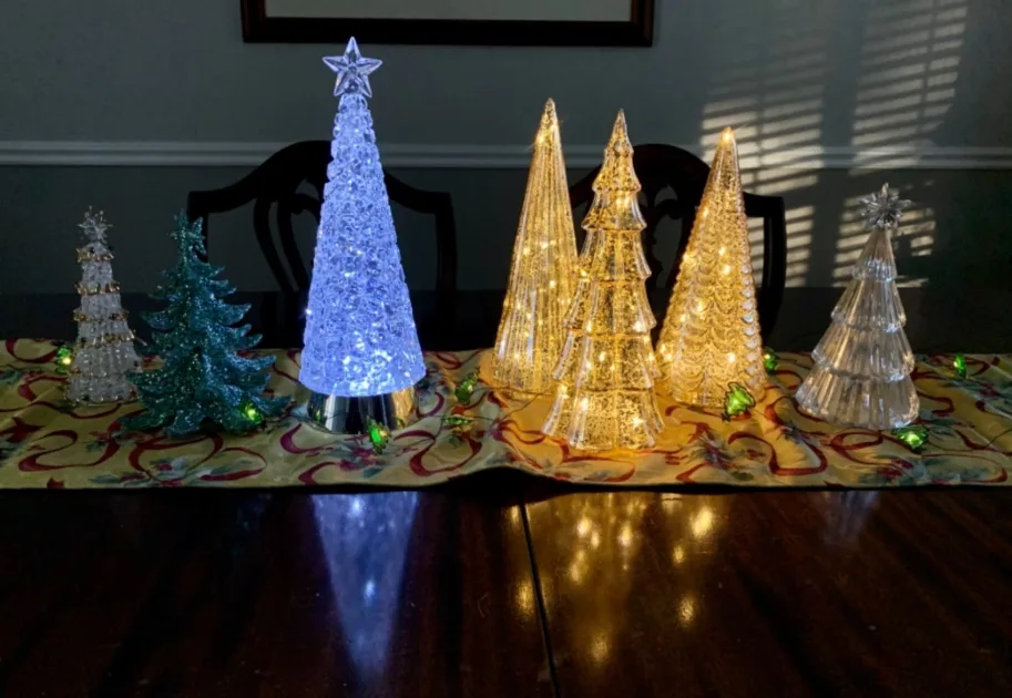 White Warm Ledlamp Christmas Tree Shape Table Centerpiece Christmas Table Decor