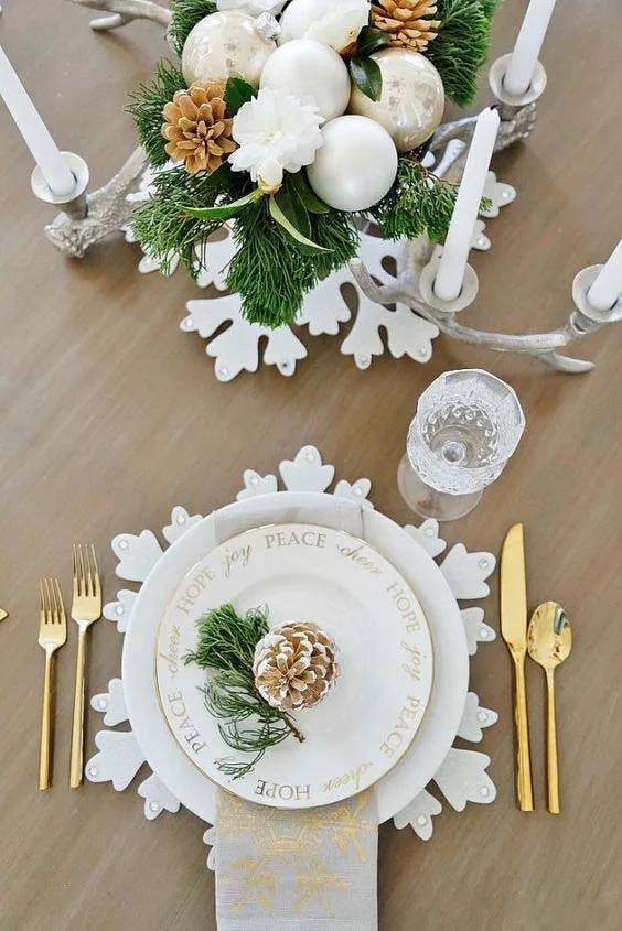 Winter Dinner Table Decorations Snow Flake Shaped Charger Plate