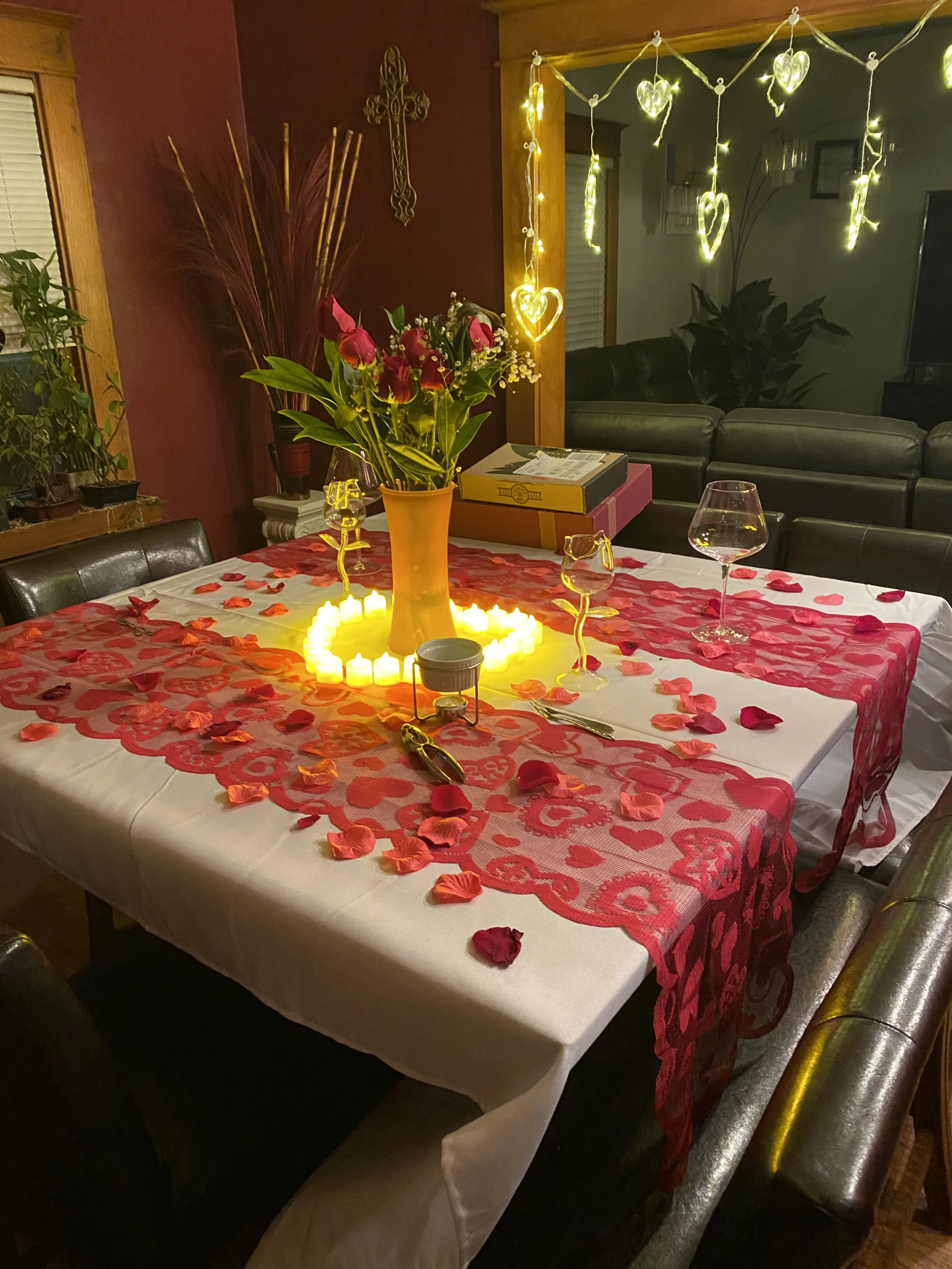 Valentine S Day Tablescapes Table Runner Hearts With Led Candle Lights
